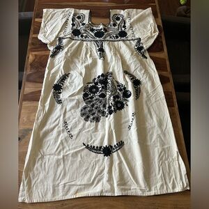 Vintage Embroidered Mexican Sack Dress - One Size